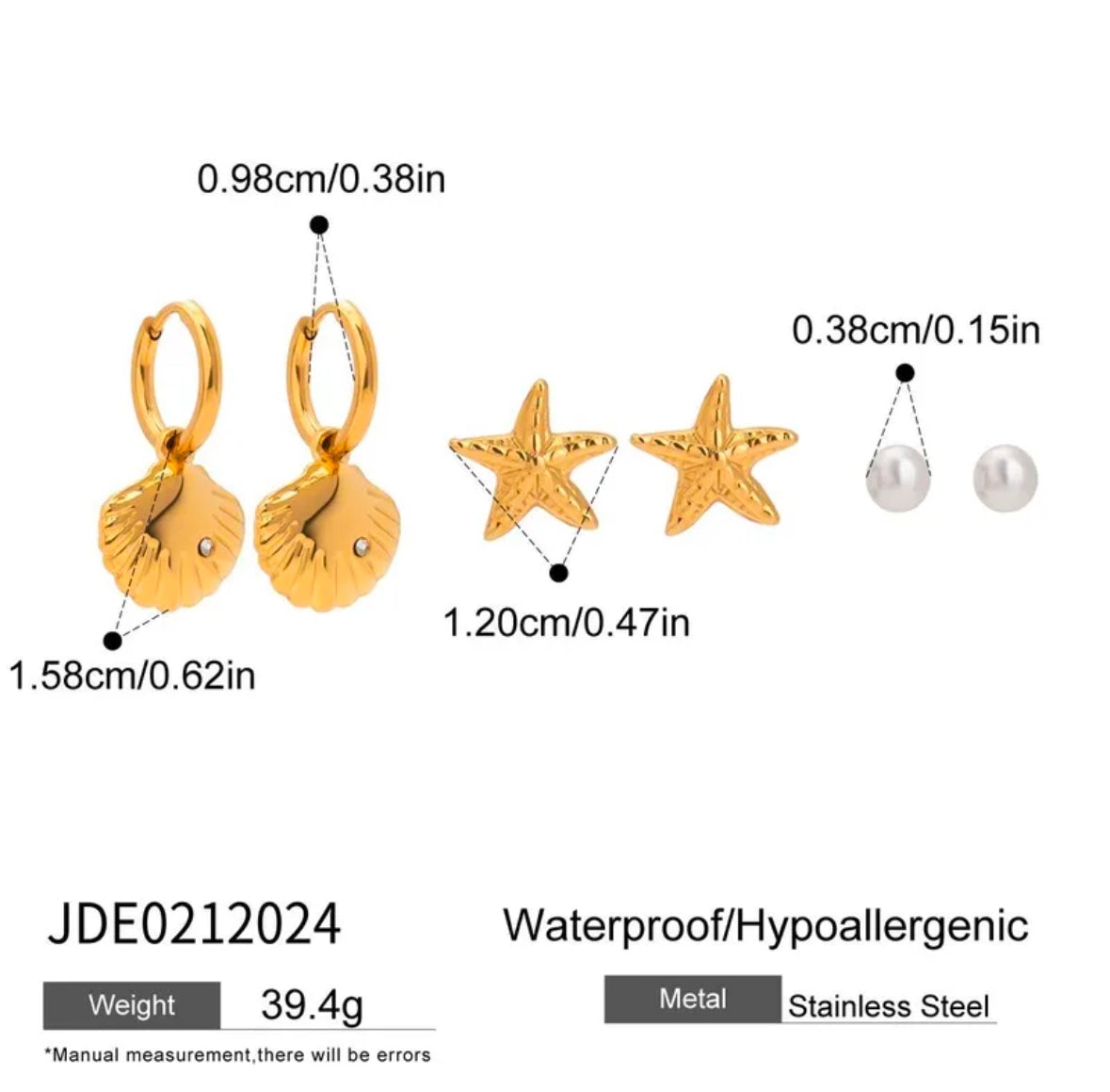 SHORE EARRINGS ( Set of 3 Pairs)
