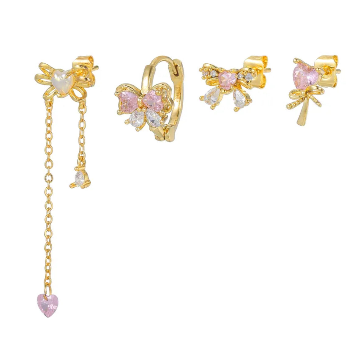 BLUSH BOW EARRINGS (Set of 4)