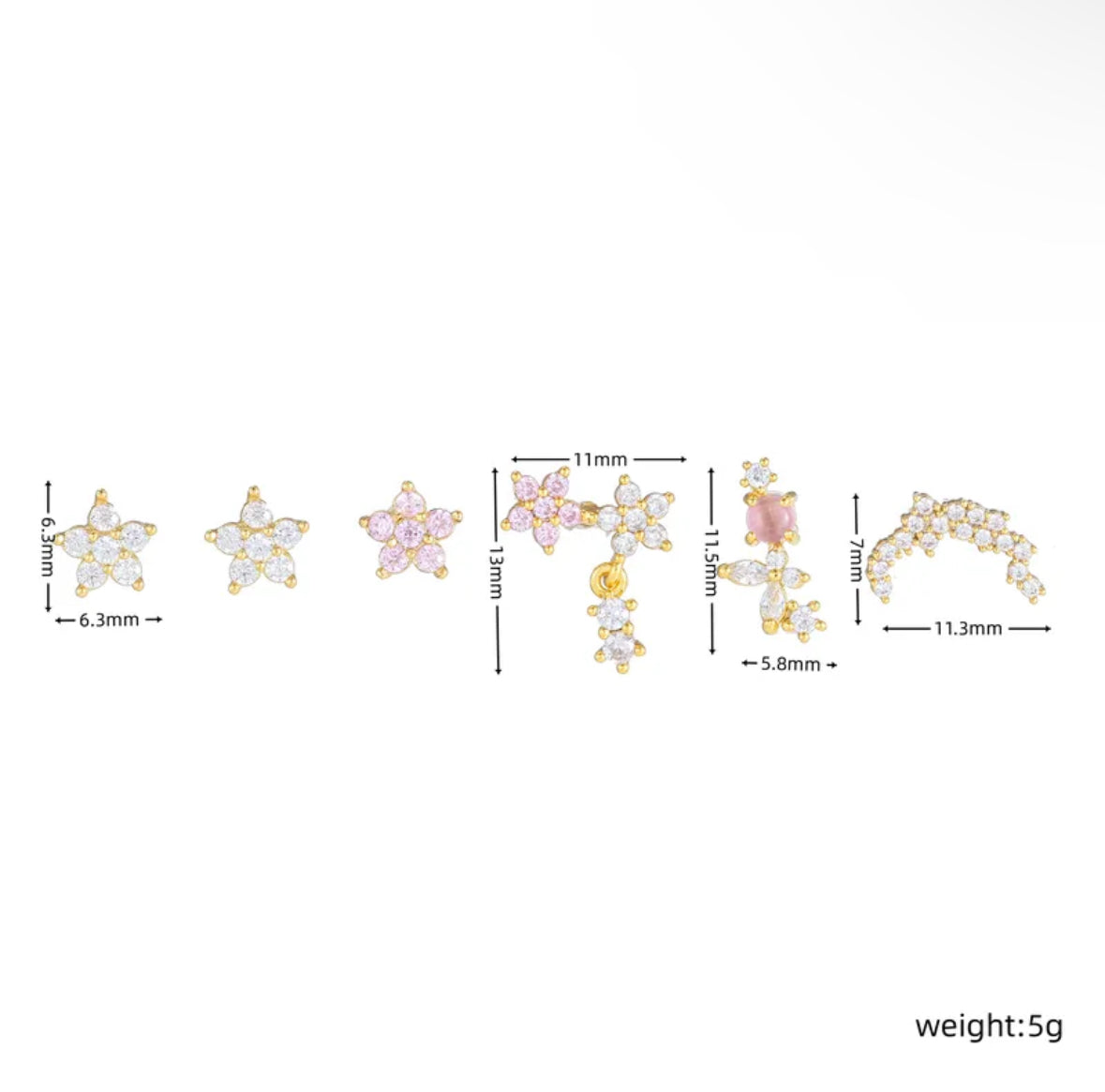 FLORA EARRINGS SET ( Set of 6 )