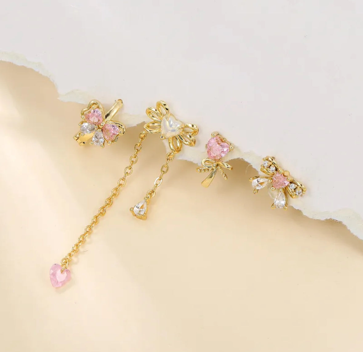 BLUSH BOW EARRINGS (Set of 4)