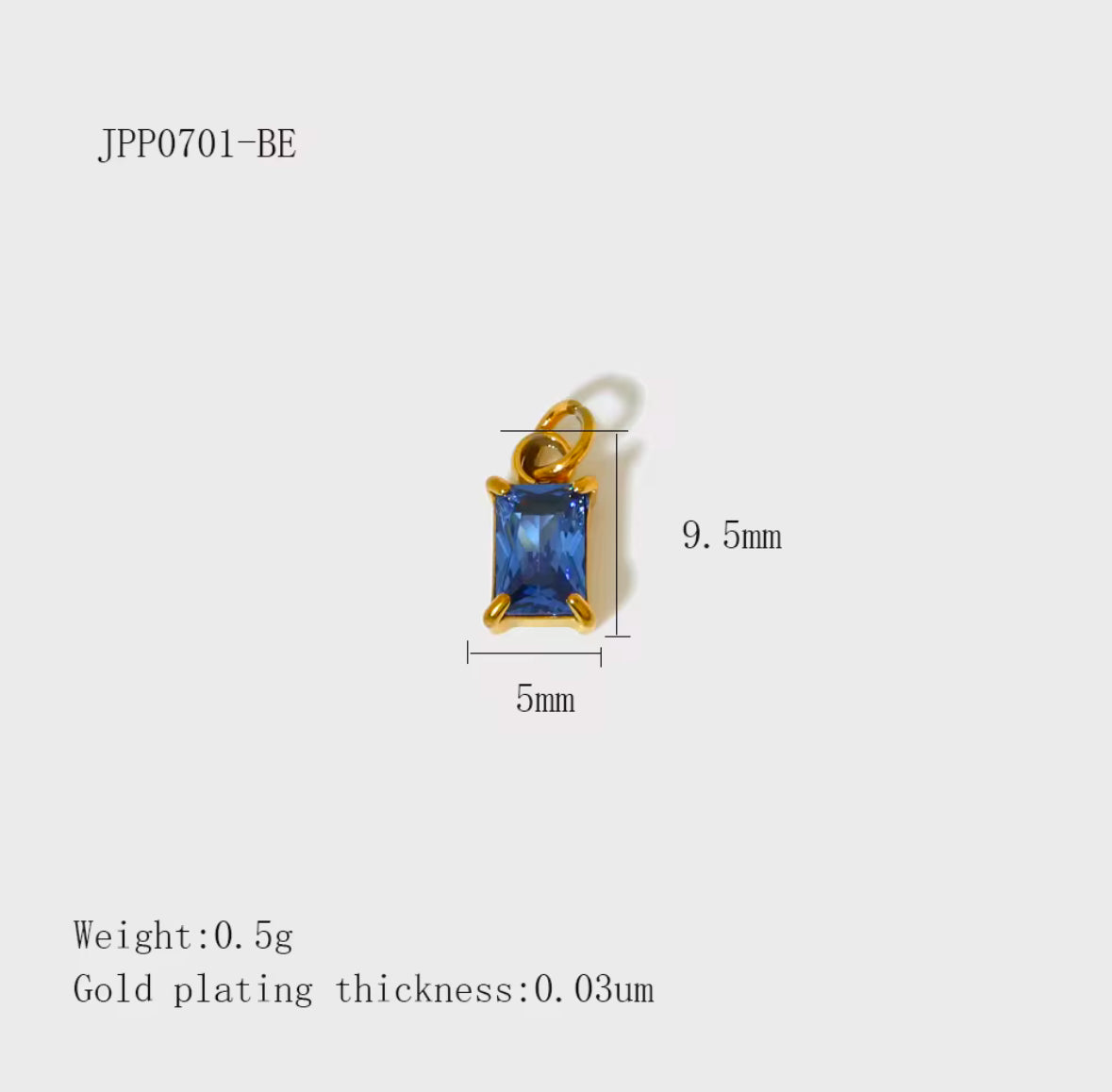 RECTANGLE ZIRCONIA CHARM