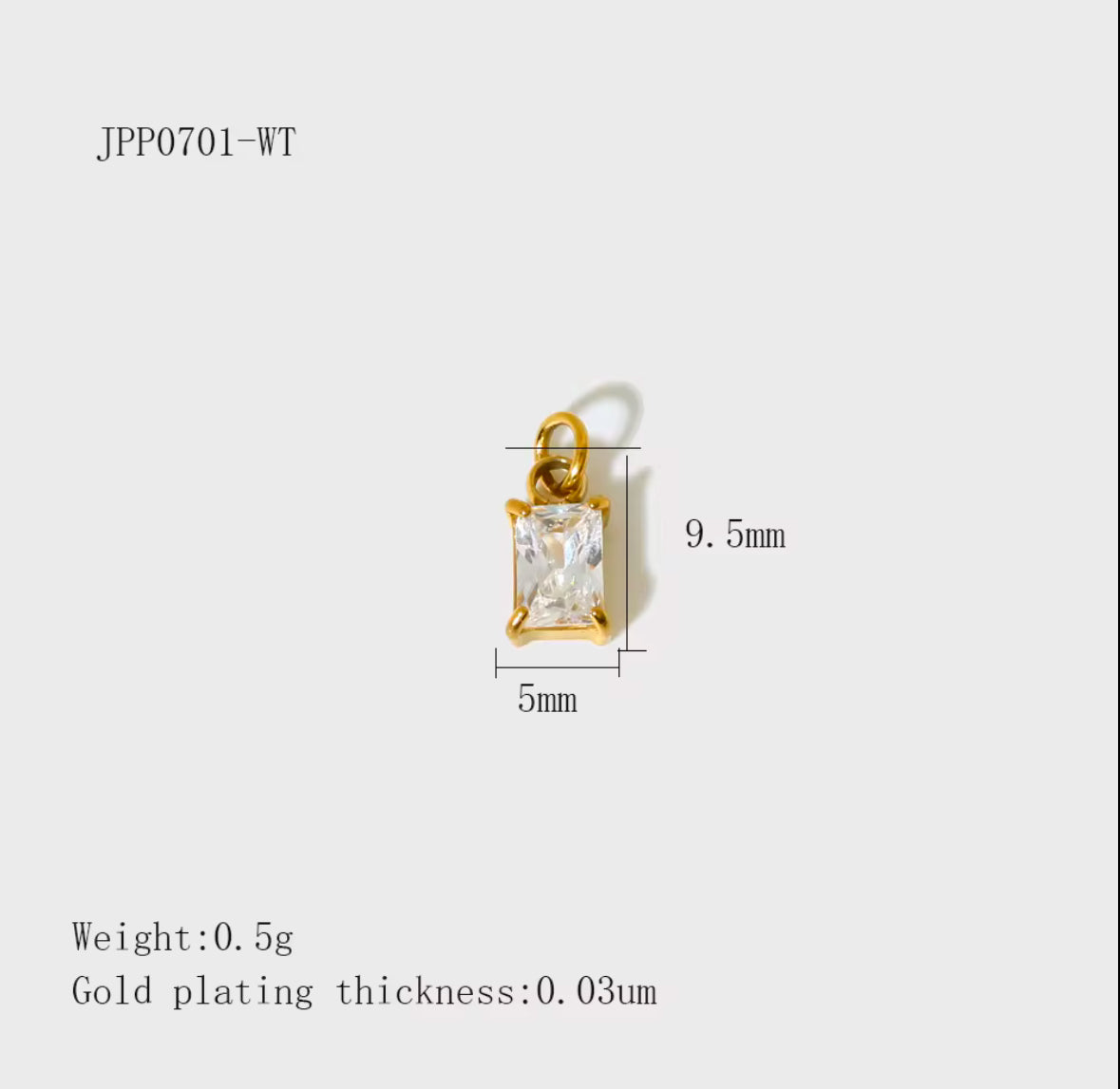 RECTANGLE ZIRCONIA CHARM